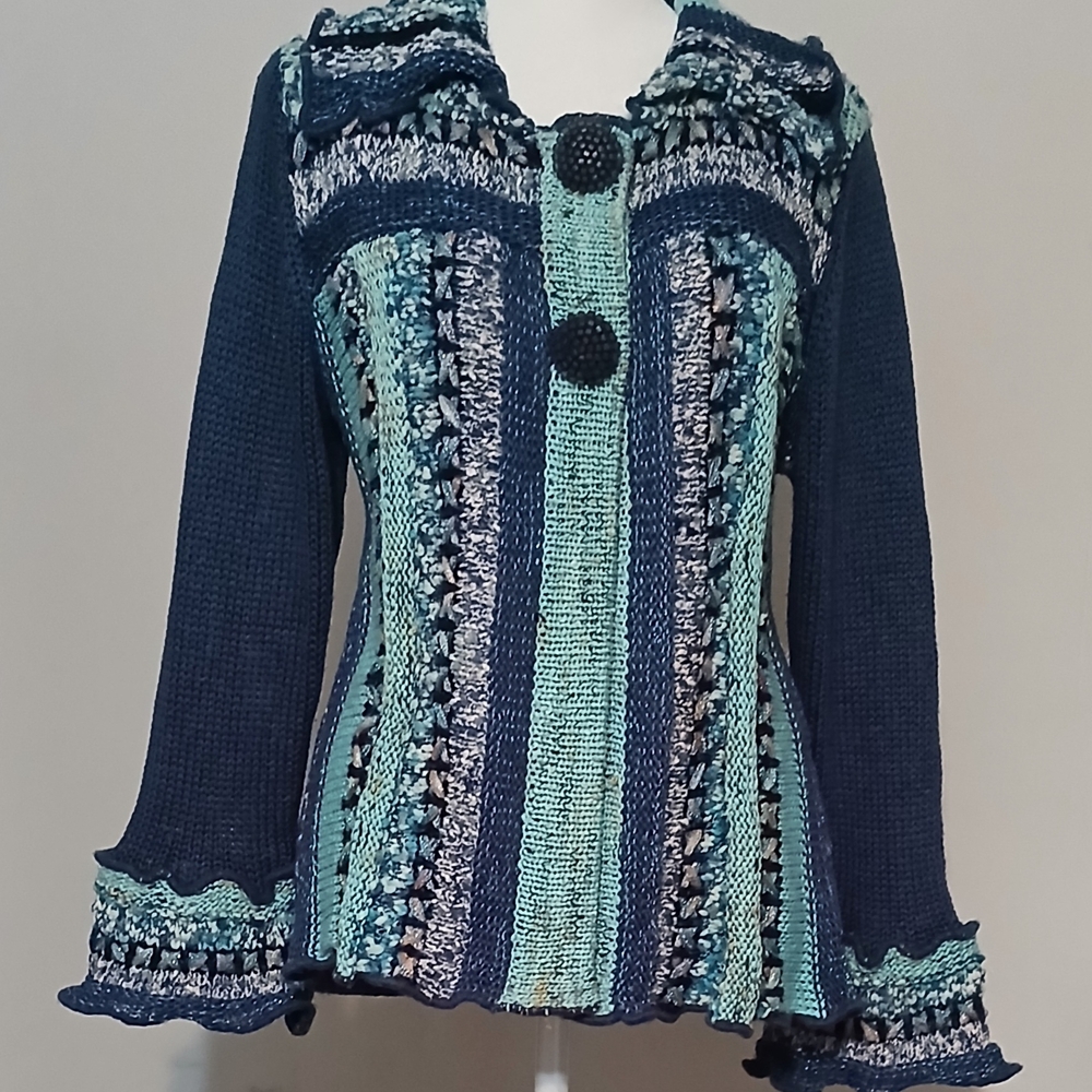 Parkhurst Blue and Green Cardigan Sweater